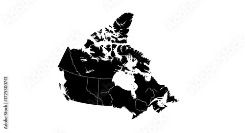 Detailed outline map of Canada with provinces for education, geography and political science purposes