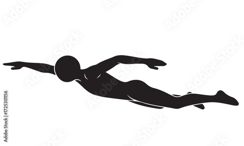 Black Silhouette of a Swimmer in Motion