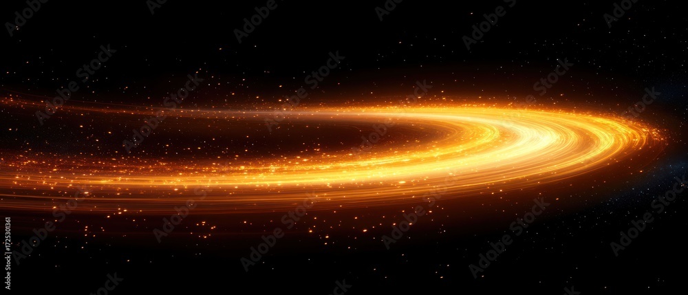 Obraz premium Cosmic Golden Ring: A Celestial Light Show