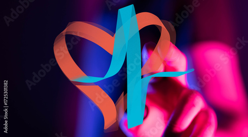 Vibrant neon heart and abst...