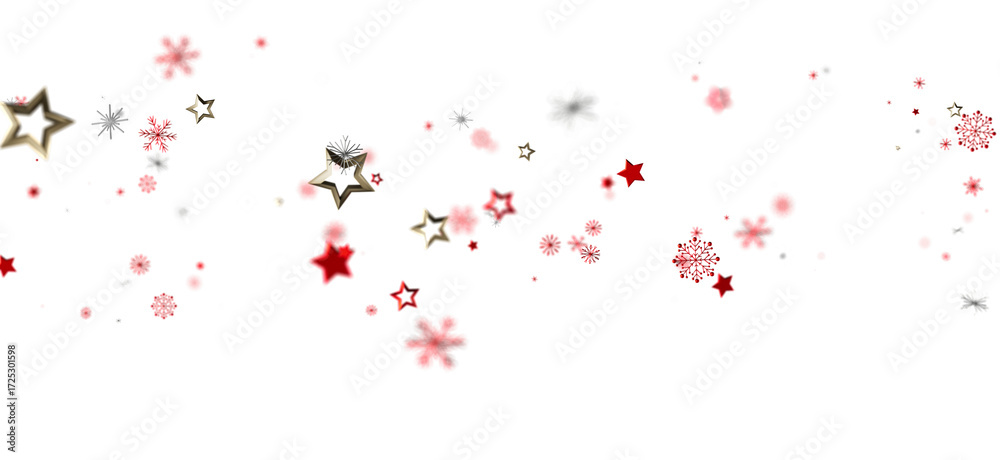 Obraz premium Festive winter background with red and gold stars and snowflakes. Perfect for holiday designs.