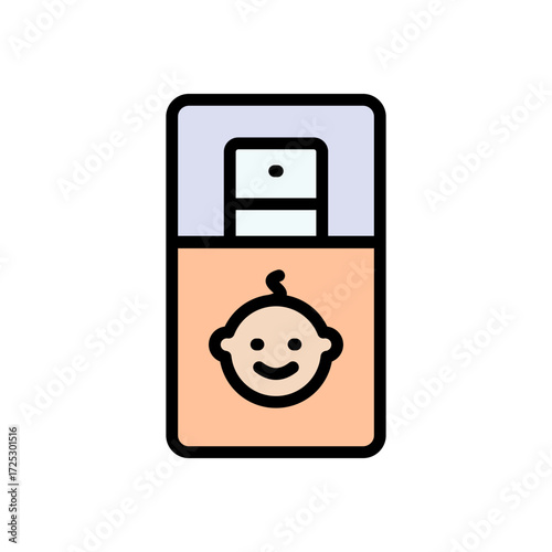 Baby lotion cosmetic color icon. Skin care flat sign for web and app. Simple symbol for web design isolated on white background.
