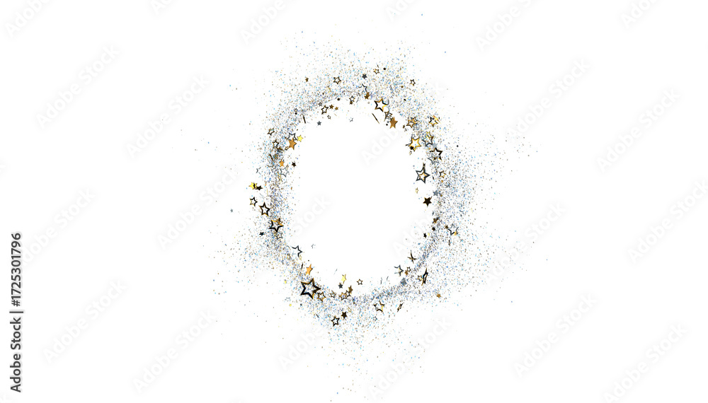 Obraz premium Sparkling stars and glitter create a festive frame. Perfect for celebrations, holidays, and special occasions.
