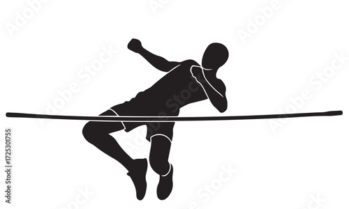 Athlete Silhouette Clearing High Jump Bar in Dynamic Action