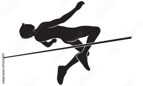 Dynamic Silhouette of an Athlete High Jumping Over a Bar