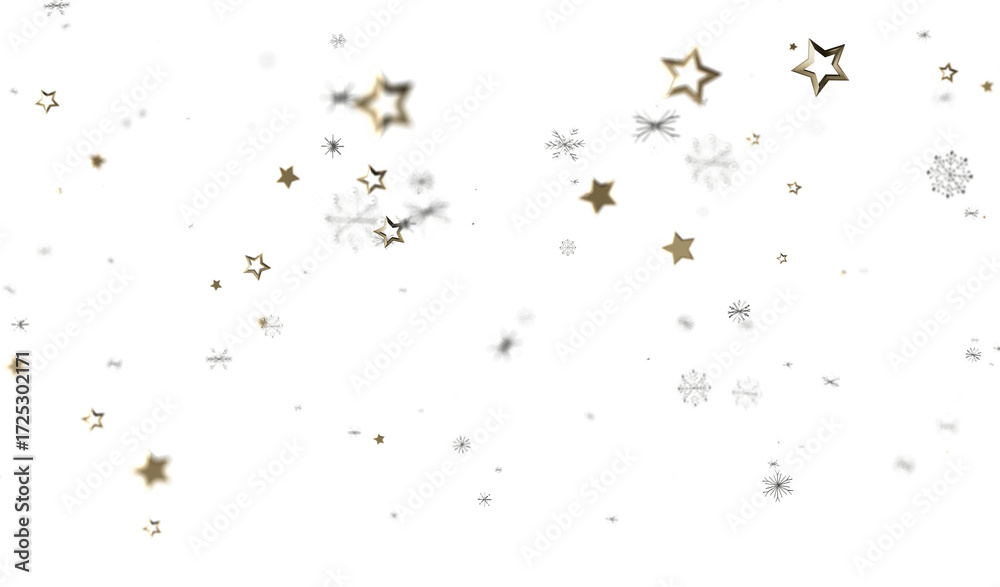 Obraz premium Sparkling winter background with golden stars and snowflakes. Perfect for Christmas, New Year, and holiday designs.