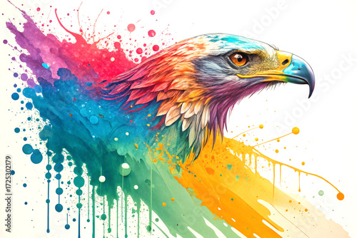 Abstract colorful splatter with dripping textures creating dynamic vibrant artwork