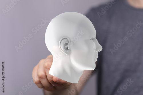 3D model of a human head, A...