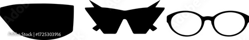 Three different styles of glasses offer vision correction and fashion accessory options for eyewear design needs