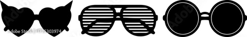 Sunglasses variety for summer fun and sun protection, diverse styles in black and white, eye protection