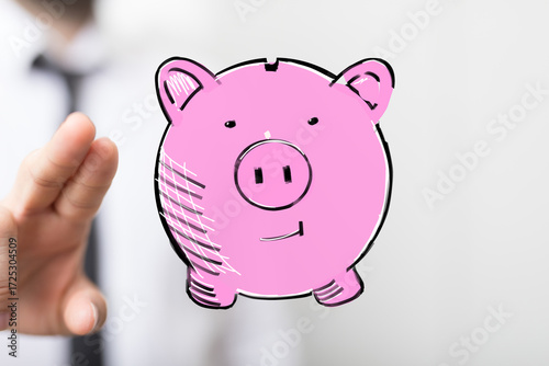 Hand protecting a drawn pig...