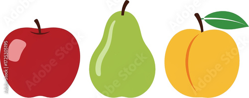 Vibrant apple, pear, and peach trio perfect for health, wellness, and food-related projects
