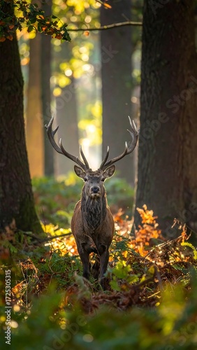 Majestic deer in autumn forest
