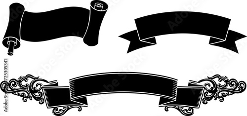 Elegant scroll and banner designs perfect for announcements, invitations, and vintage projects