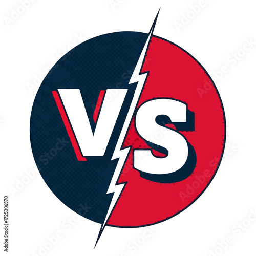 Versus letters in circle split by lightning.
