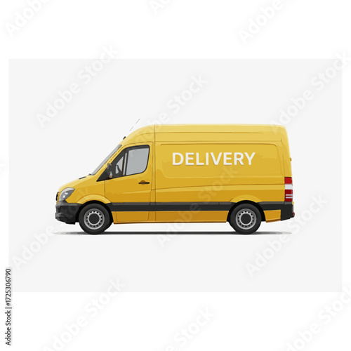 Yellow delivery van ready to transport goods and packages efficiently.