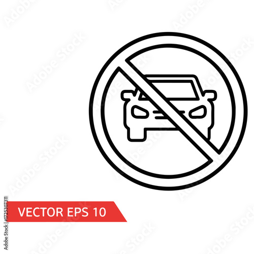 No parking sign with a car symbol indicating restricted vehicle access.