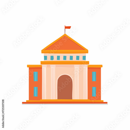 Government Building Cartoon Flat Style Isolated Vector Illustration Symbol Icon