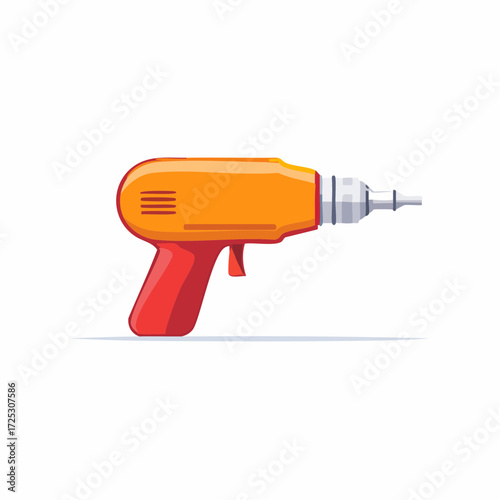 Vibrant Orange and Red Cordless Drill Tool Illustration for Construction or Home Repair