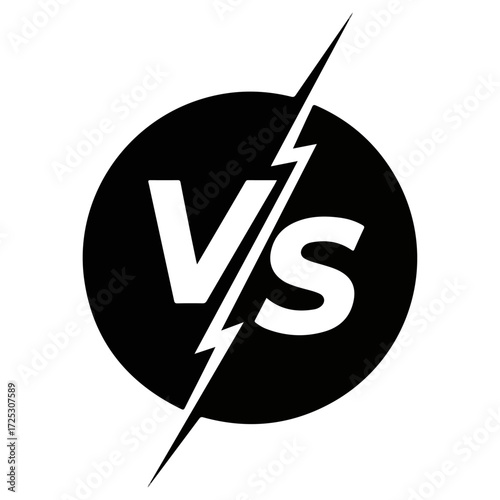 Versus letters with lightning bolt graphic design.