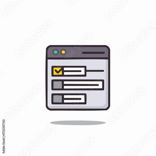Digital checklist in an application window with a selected option and completed task