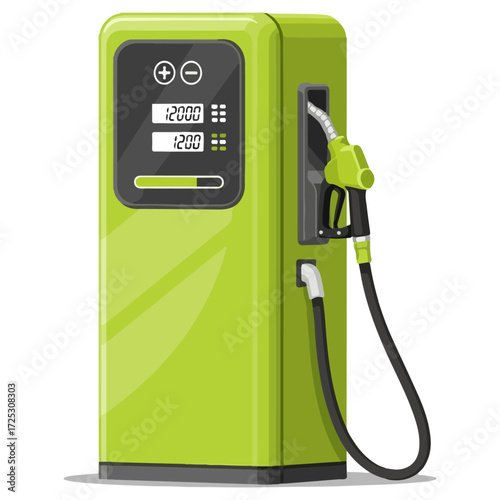 Green Electric Vehicle Charging Station with Digital Display.