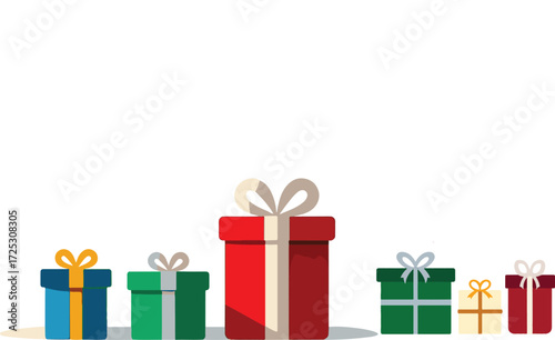 Festive holiday gift boxes assorted colors with ribbons ready for christmas celebration or birthday present vector