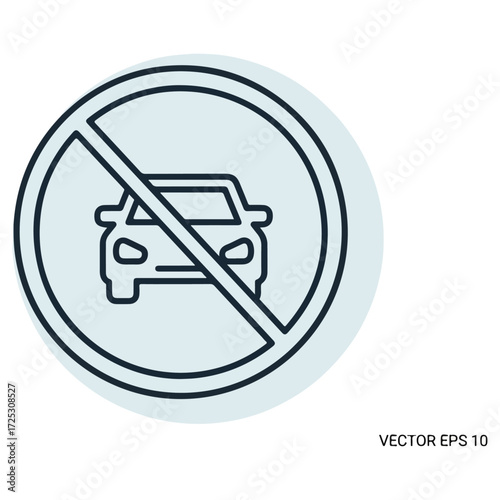 No car allowed sign, prohibition symbol, traffic rules.