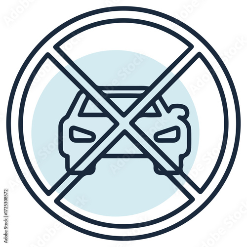No Parking Sign with Car Graphic.