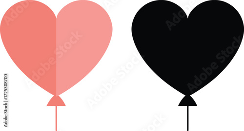 Two heart shaped balloons one pink and one black symbolic of love and romance celebration and romance vector