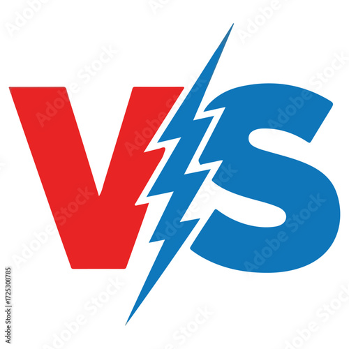 Red and Blue VS Logo with Lightning Bolt.