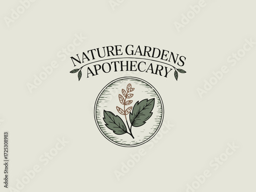 vintage apothecary inspired herbalist logo
