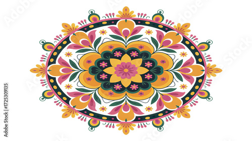 Colorful Indian rangoli mandala for festival decoration