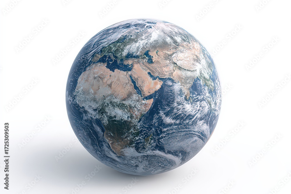 Fototapeta premium Pixelated Earth Globe On White Background