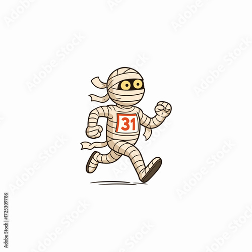 Cartoon Mummy Running a Race, Number 31