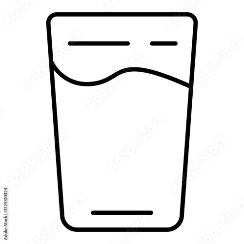 Vector Line Icon - Glass of Water