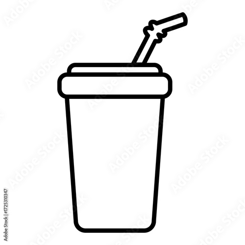 Vector Outline Icon - Plastic Glass with Straw