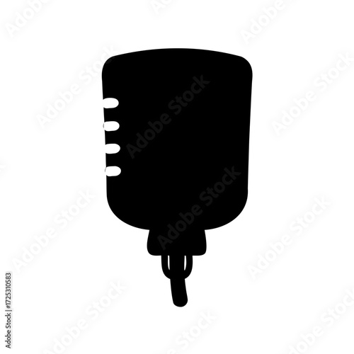 Simple black silhouette illustration of an intravenous fluid drip bag