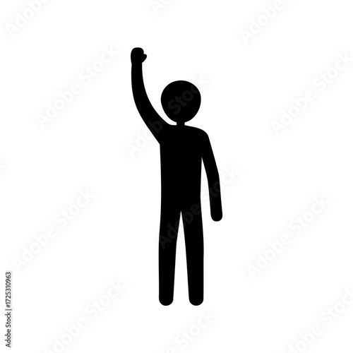 Silhouette of a person raising one arm up in the air