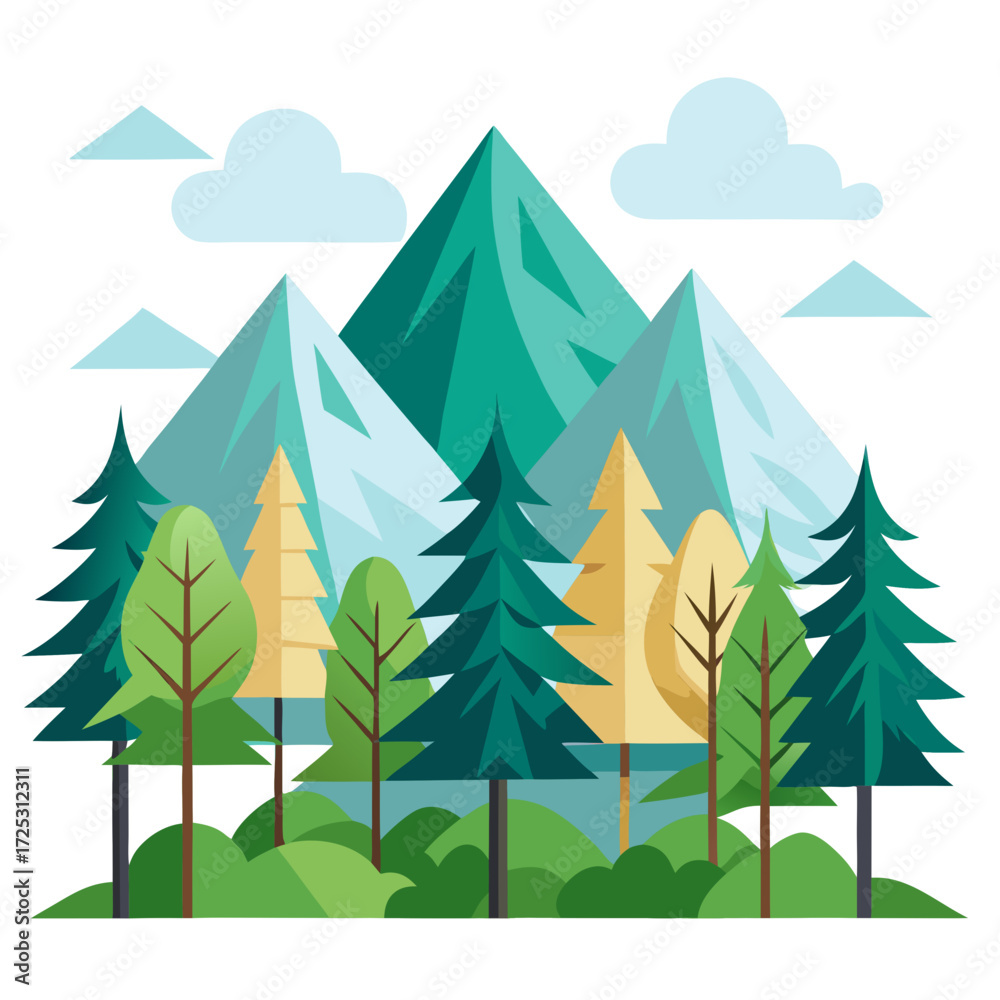 Obraz premium Mountain Forest Vector