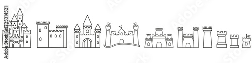 Castle icon vector set. Fortress illustration sign collection. Stronghold symbol. tower logo.