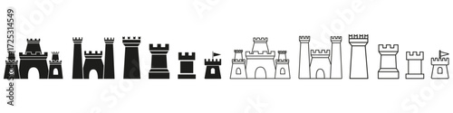 Castle icon vector set. Fortress illustration sign collection. Stronghold symbol. tower logo.