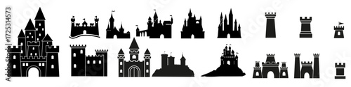 Castle icon vector set. Fortress illustration sign collection. Stronghold symbol. tower logo.