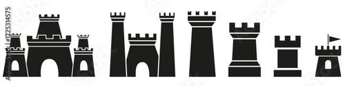 Castle icon vector set. Fortress illustration sign collection. Stronghold symbol. tower logo.