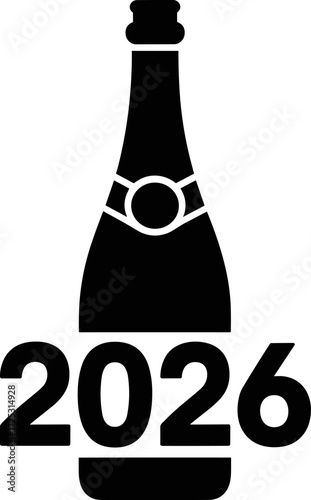 Happy New Year 2026 Celebration Bottle Design for Festive Occasions and Special Events Marking the Beginning of a New Year