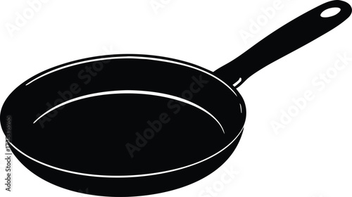 frying pan silhouette, cookware vector art