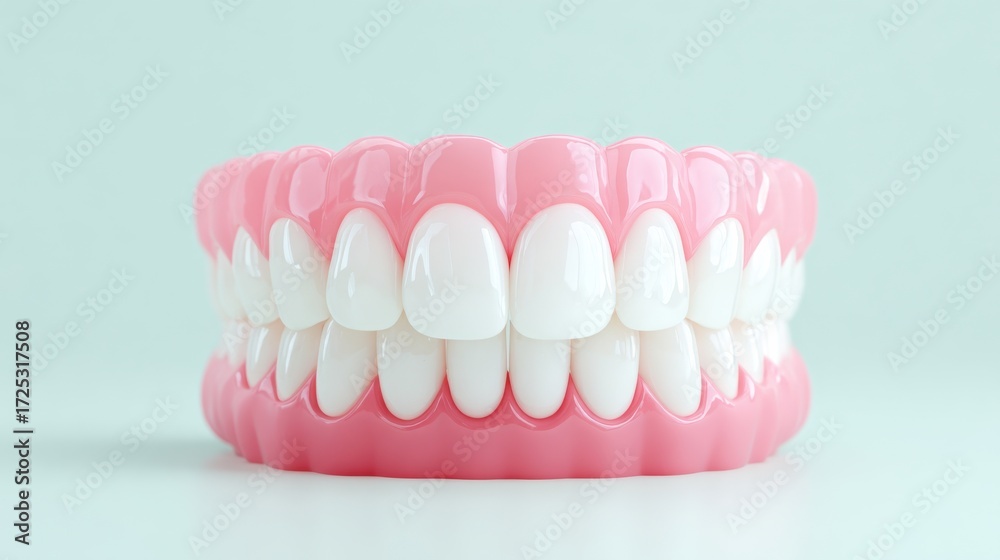 Obraz premium A close up of a pink and white fake tooth