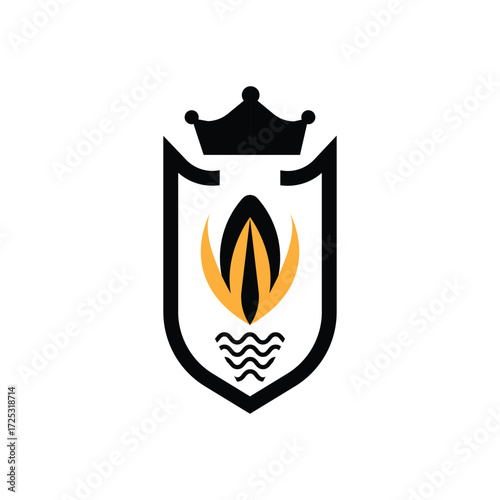 Royal Shield Emblem Logo, Crown Crest Badge, Luxury Brand Identity, Elegant Vintage Heraldic Symbol Vector