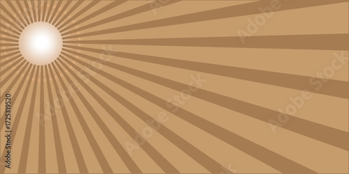 Mocha color rays light background.  Abstract striped lines. Boom cartoon effect. Vector