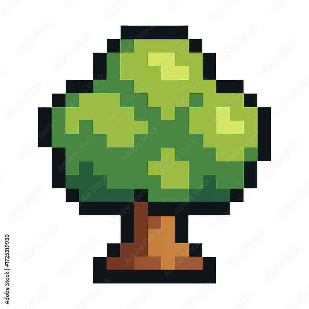 Fototapeta premium PNG Retro pixelated tree illustration.